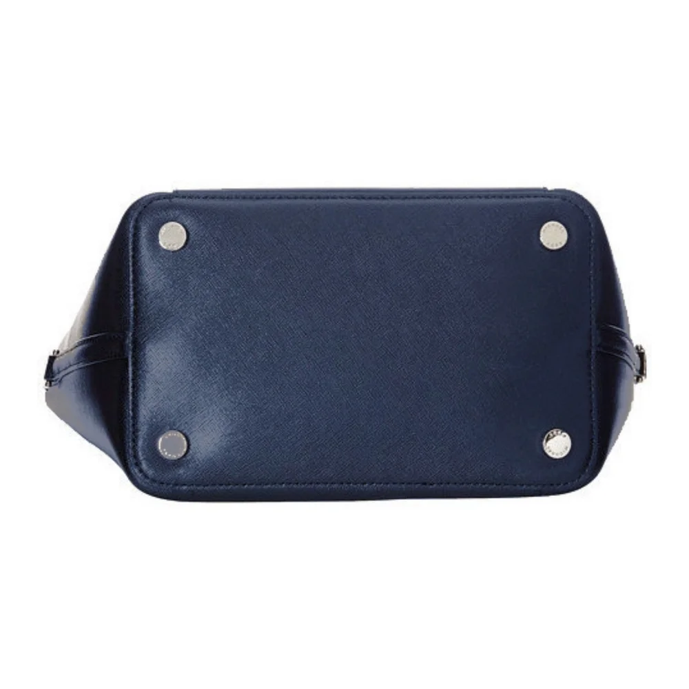 New! MICHAEL KORS Leather Greenwich Large Grab Bag Handbag Crossbody Navy Blue